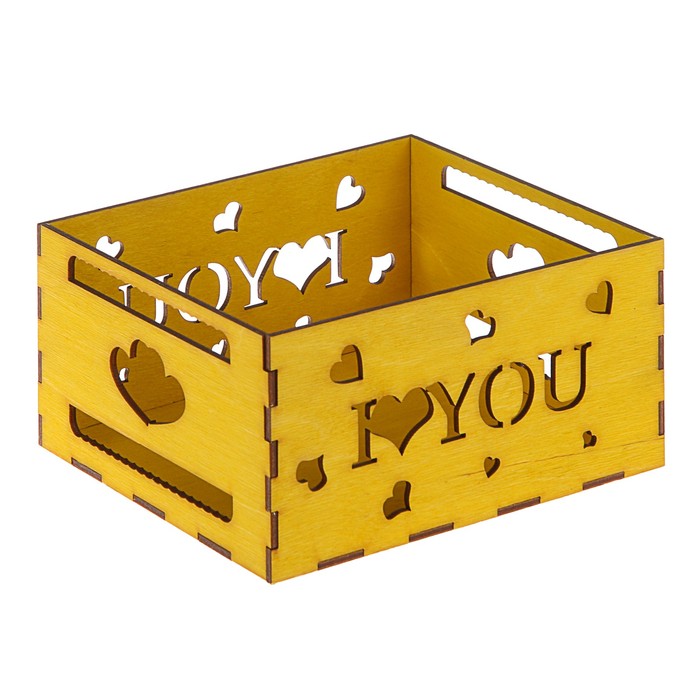 Ящик реечный, "Любовь", лимон, 18 х 15.5 х 9 см