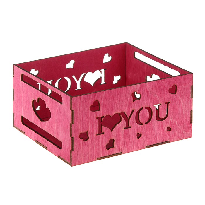 Ящик реечный, "Любовь", бордо, 18 х 15.5 х 9 см