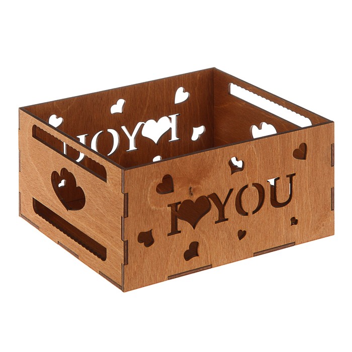 Ящик реечный, "Любовь", дуб, 18 х 15.5 х 9 см