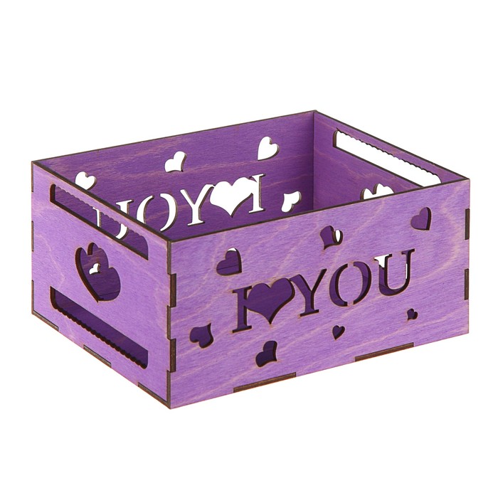 Ящик реечный, "Любовь", фиолетовый, 18 х 15.5 х 9 см