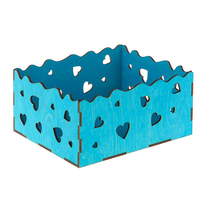 Кашпо флористическое, "Сердца", голубой, 18 х 15 х 9 см