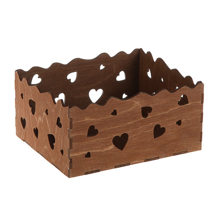 Кашпо флористическое, "Сердца", палисандр, 18 х 15 х 9 см