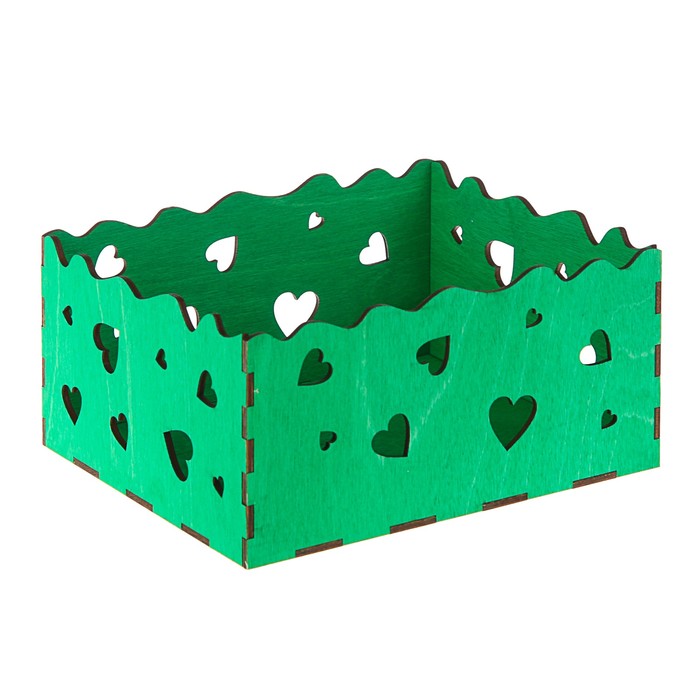 Кашпо флористическое, "Сердца", зеленый, 18 х 15 х 9 см