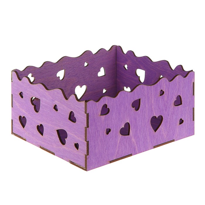 Кашпо флористическое, "Сердца", фиолетовый, 18 х 15 х 9 см