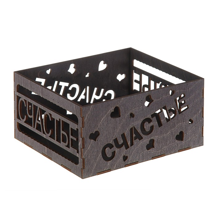 Ящик реечный, "Счастье", эбеновое дерево, 18 х 15.5 х 9 см
