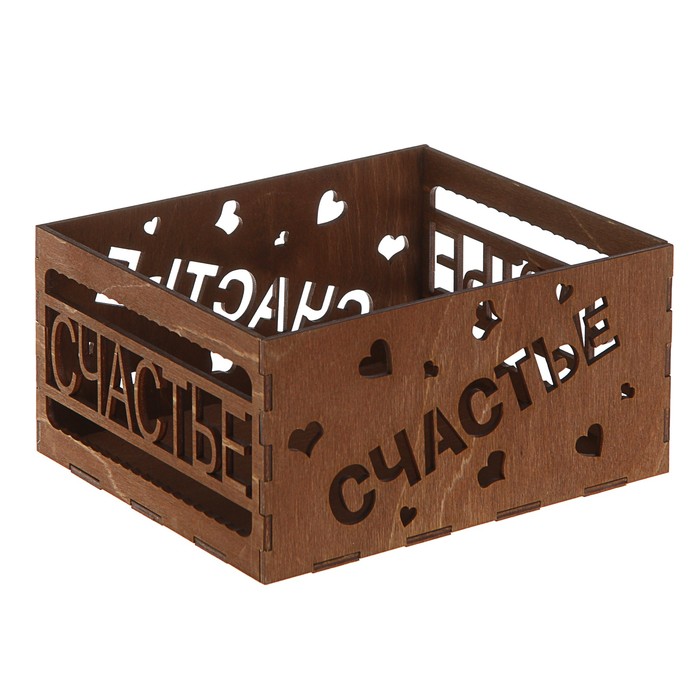 Ящик реечный, "Счастье", палисандр, 18 х 15.5 х 9 см