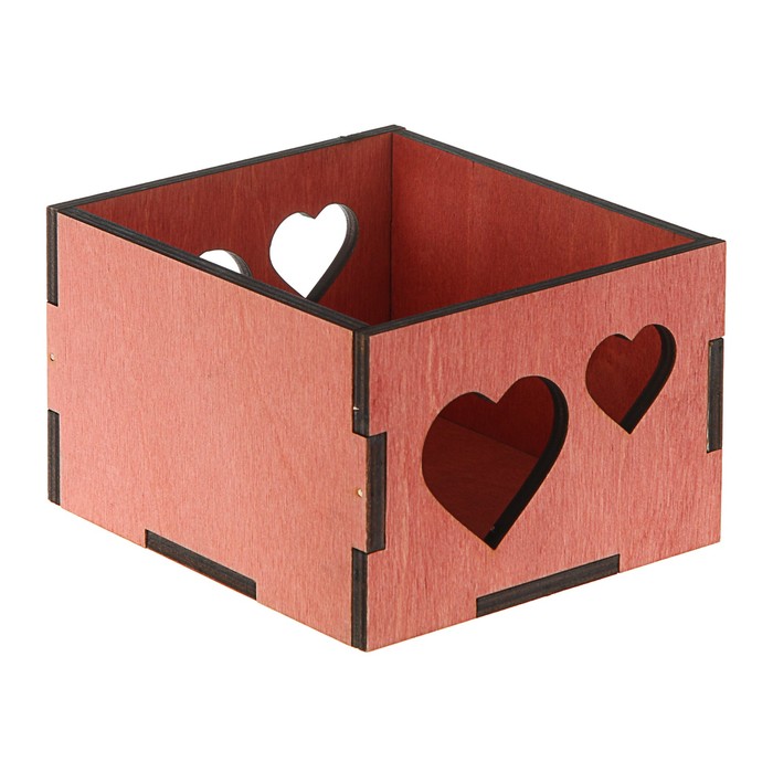 Ящик реечный "Сердца", махагон, 12.5 х 14.5 х 9 см