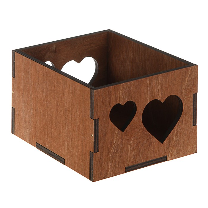 Ящик реечный "Сердца", палисандр, 12.5 х 14.5 х 9 см
