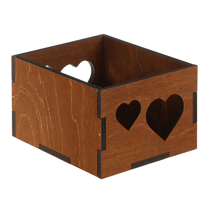 Ящик реечный "Сердца", мокко, 12.5 х 14.5 х 9 см