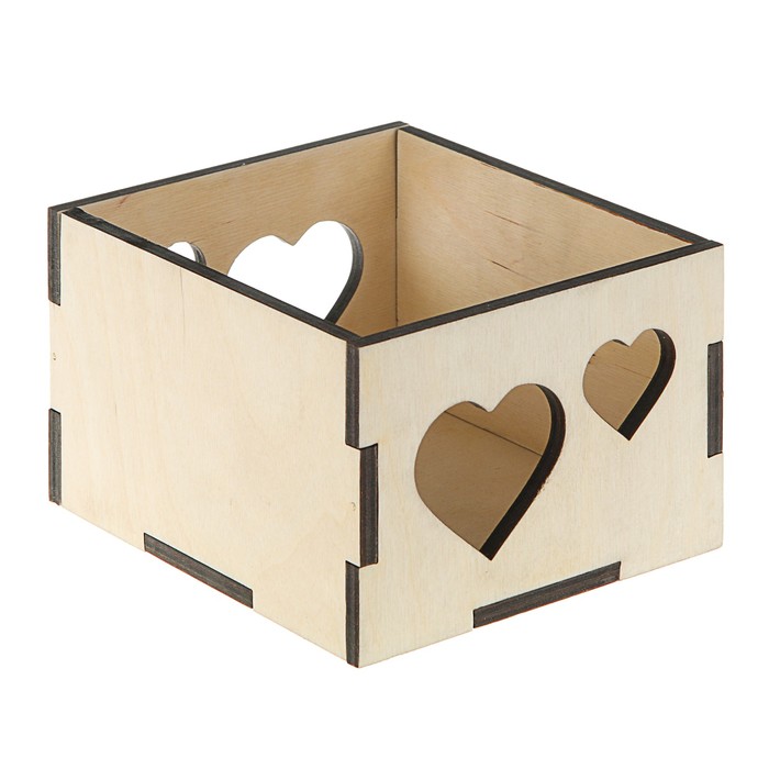 Ящик реечный "Сердца", бесцветный, 12.5 х 14.5 х 9 см
