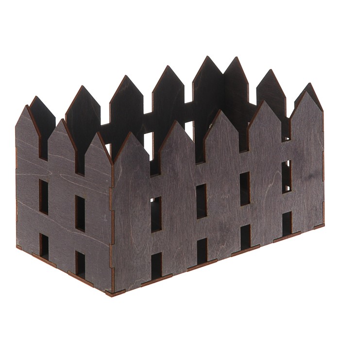 Кашпо флористическое "Заборчик", эбеновое дерево, 24.6 х 13.6 х 13.3 см