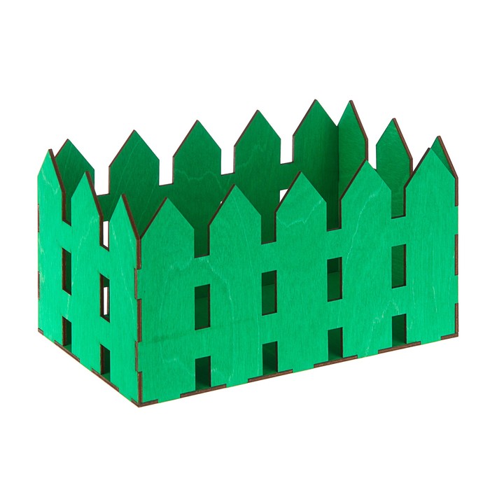 Кашпо флористическое "Заборчик", зелёный, 24.6 х 13.6 х 13.3 см