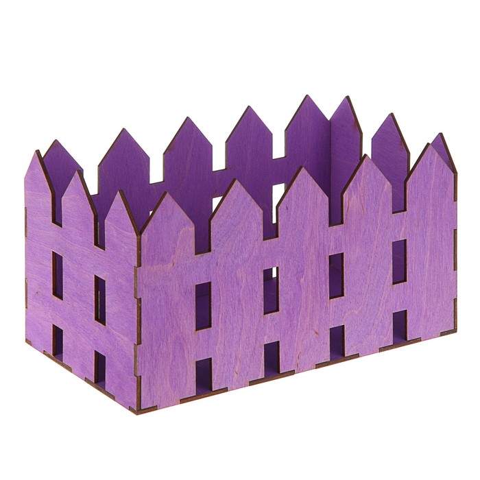 Кашпо флористическое "Заборчик", фиолетовый, 24.6 х 13.6 х 13.3 см