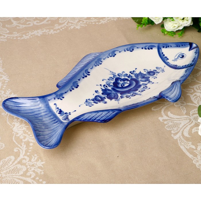 Лоток «Мечта», для рыбы, 22х39 см, гжель