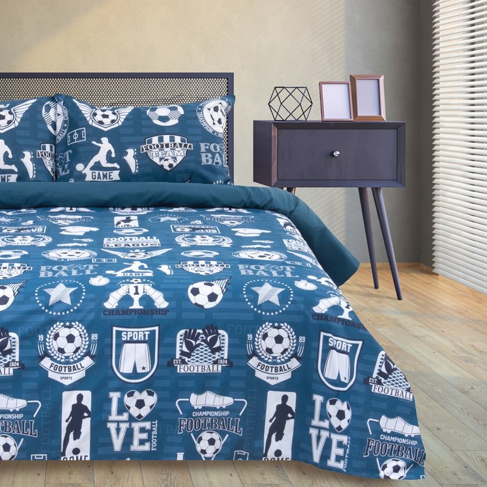 Постельное бельё "Этель" евро Soccer 200*217 см, 220*240 см, 50*70 см - 2 шт, поплин 125 г/м2