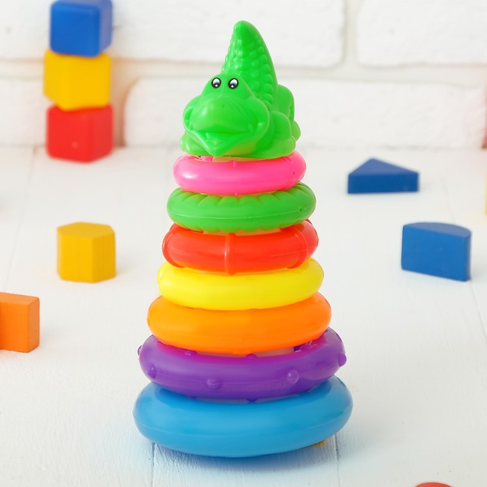 Пирамидка «Динозаврик», 7 колец
