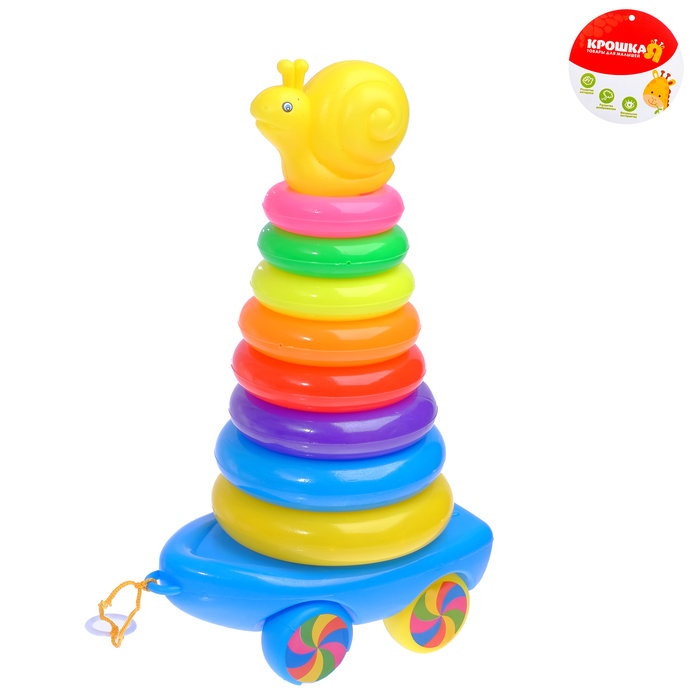 Пирамидка-каталка «Улиточка», 8 колец