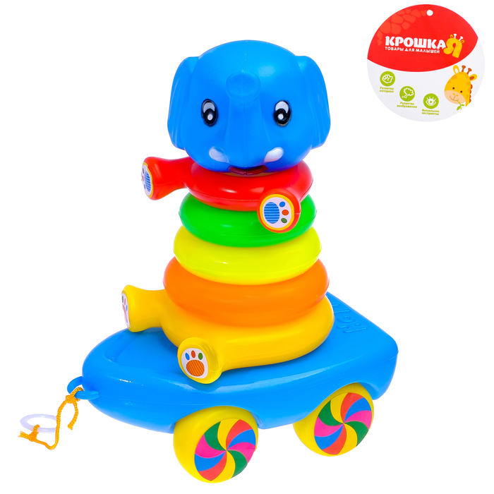 Пирамидка-каталка «Слоник», 5 колец