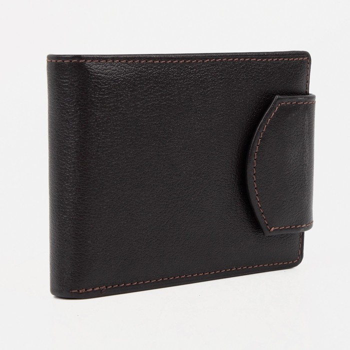 Портмоне мужское, 2 отдела, для кредиток, для монет, ладья, цвет коричневый