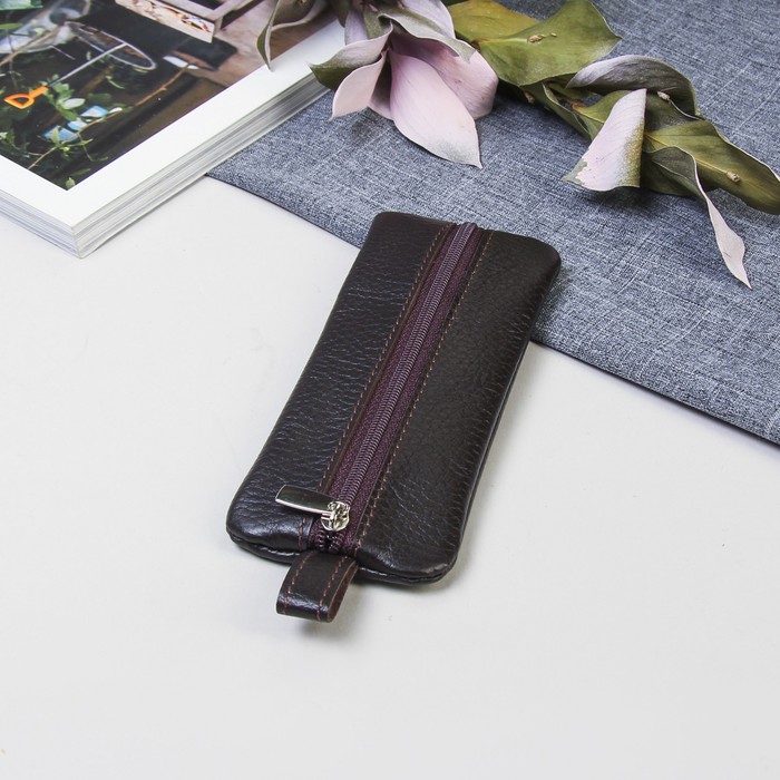 Ключница, отдел на молнии, металлическое кольцо, флотер/каньон, цвет коричневый