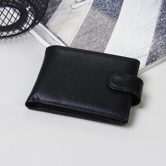 Портмоне мужское, 2 отдела, для карт, для монет, цвет чёрный