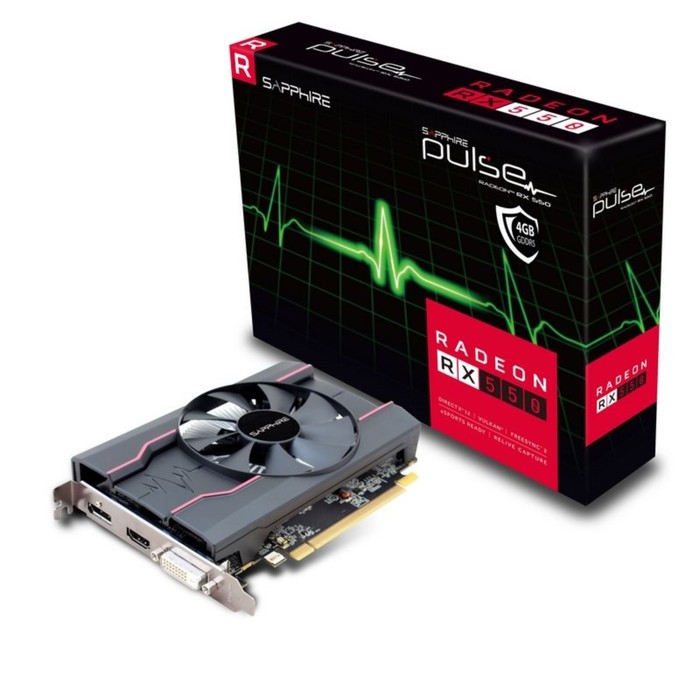 Видеокарта Sapphire AMD Radeon RX 550 PULSE (11268-09-20G) 4G,1206/6000,Ret