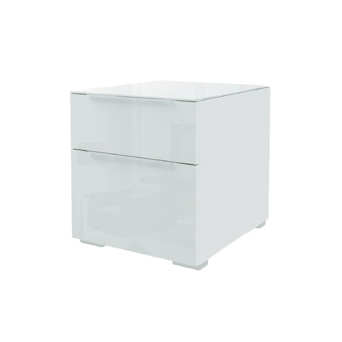 Тумба прикроватная "Интро", стекло, цвет белый