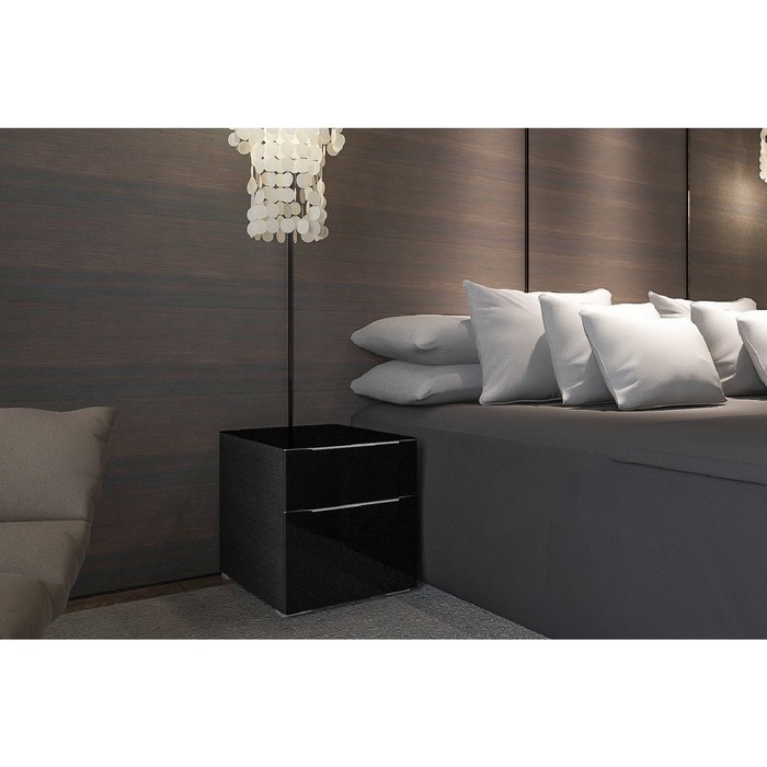 Тумба прикроватная "Интро", стекло, цвет чёрный