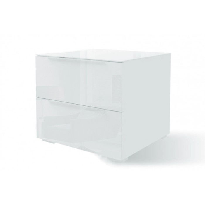 Тумба прикроватная "Интро", стекло, цвет белый