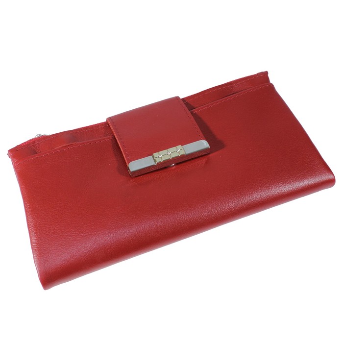 Портмоне женское, 2 отдела для купюр, для монет, для кредитных карт, цвет красный