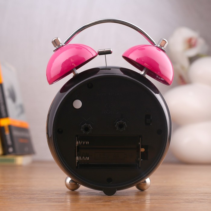 Будильник d=8,5см Круги, дискретный ход, подсветка, металл, микс, 11*16,5см