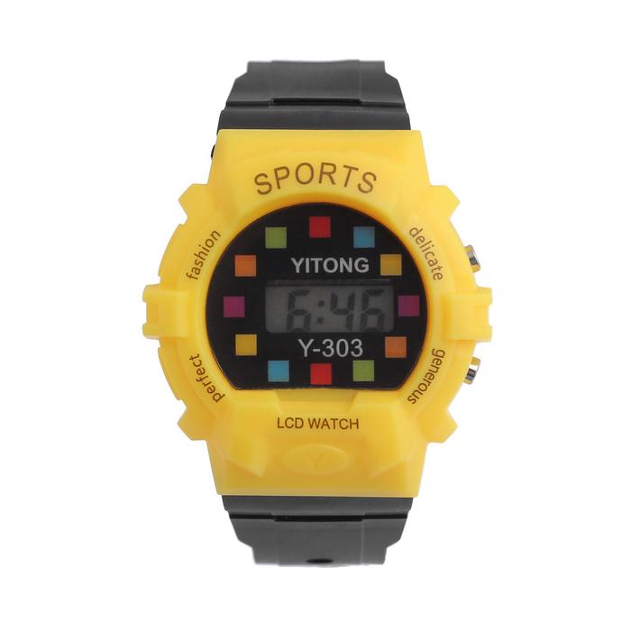 Часы наручные детские электронные с силик. ремешком, циф-т в цветн квадратик, микс, 5*23,5см