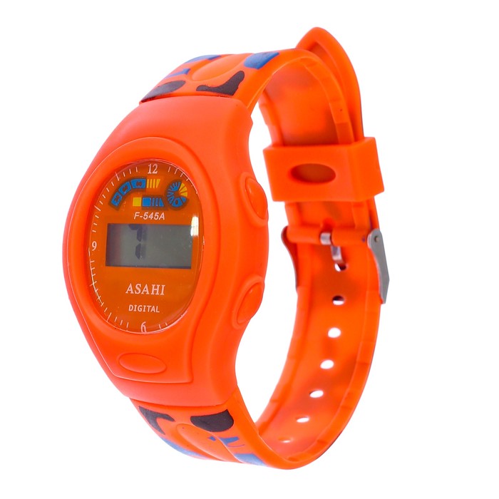 Часы наручные детские электронные с силик. ремешком, хаки, 4*23см