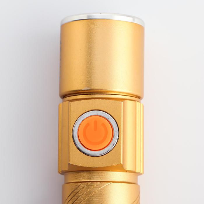 Фонарик ручной T6, 400 мАч, от USB, рассеиватель, чёрный, 9х2.5 см