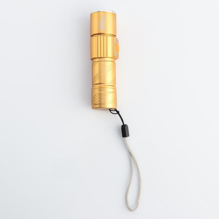 Фонарик ручной T6, 400 мАч, от USB, рассеиватель, чёрный, 9х2.5 см