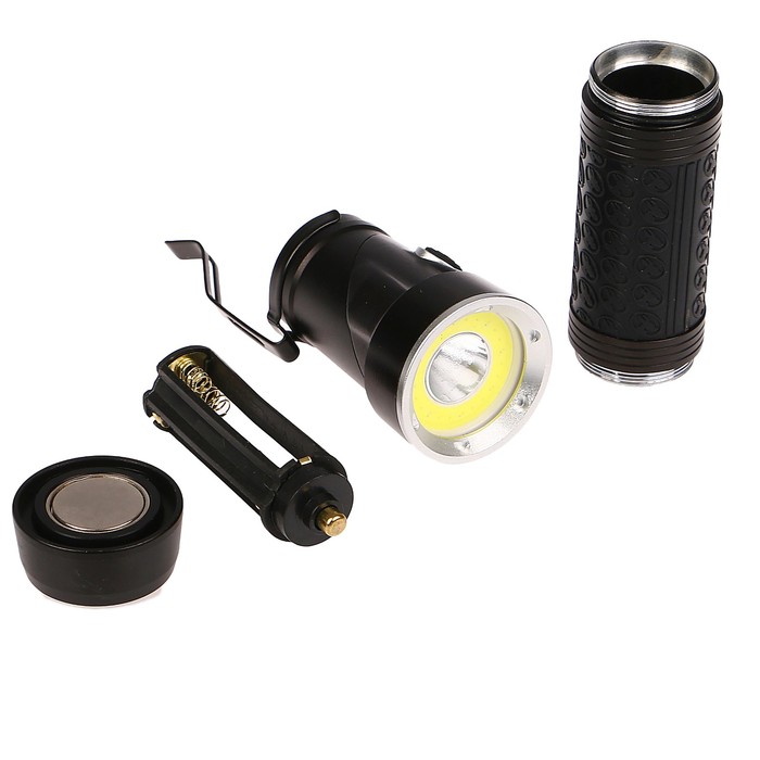 Фонарик, T6+COB лента, 4 режима, смена угла, 3ААА не в к-те, магнит, 200 люмен, черн, 4*14см