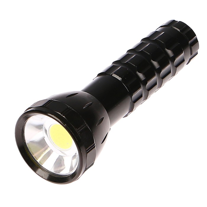 Фонарик 1 режим, COB лента, 120 люмен, металл, черный ( 3ААА) 4,5*13,5см