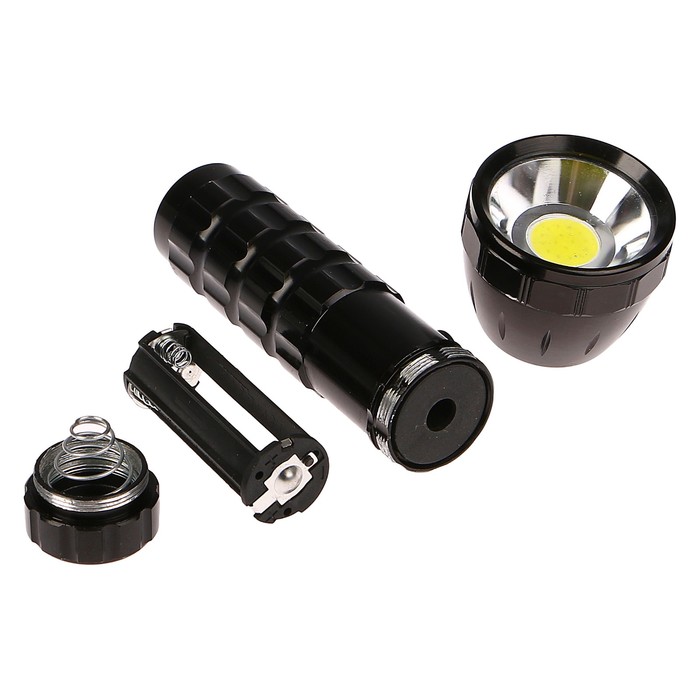 Фонарик 1 режим, COB лента, 120 люмен, металл, черный ( 3ААА) 4,5*13,5см