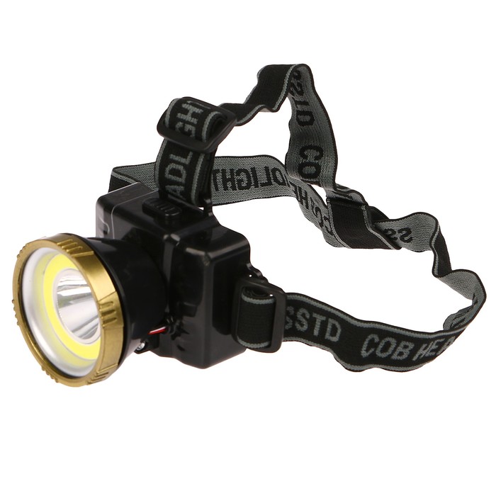 Фонарик налобный, 2 режима, COB лента, 3 ААА, чёрный, микс, 6х7.5х7 см