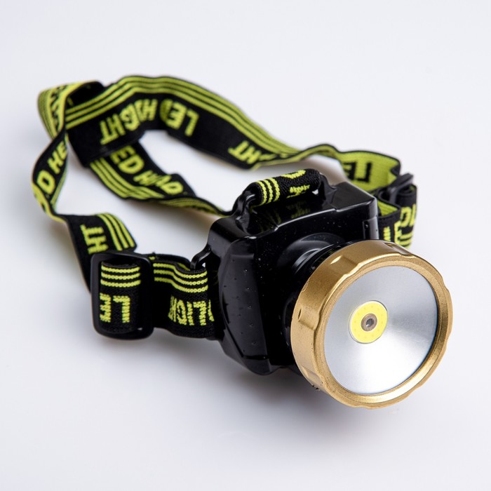 Фонарик налобный, 2 режима, COB лента, лазер, 3 ААА не в комп-те, чёрный, 6х7.5х7 см