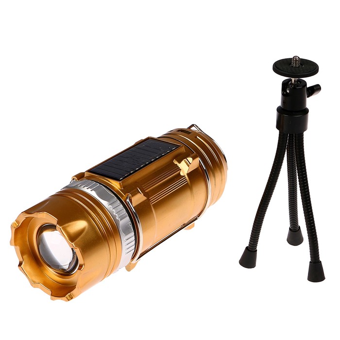 Фонарик 220 В, солнечная батарея, напольные ножки в комп-те, вход д/USB, 7.5х 20 см