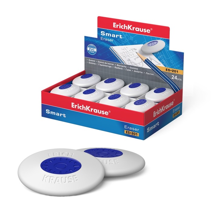 Ластик SMART&SOFT с центровкой, овальный, средней жесткости, из гипоаллергенного материала термопластичной резины (TPR) с пониженным образованием крошек (Dust free)