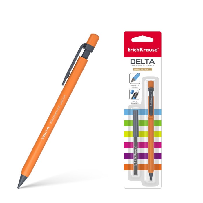 Набор карандаш механический 0.5 мм HB + 20 грифелей Erich Krause DELTA, блистер, микс