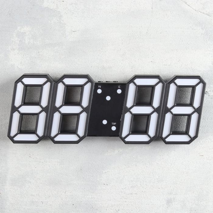 Часы-будильник электронные "Цифры", термометр, 9.5 х 23 см, от USB