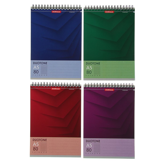 Блокнот А5, 80 листов клетка на гребне Erich Krause Duotone Next, белый внутренний блок с перфорацией, микс