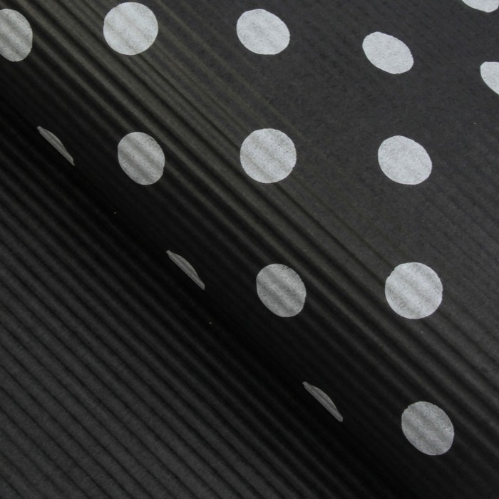 Бумага упаковочная гофрированная "Круги", чёрный, 0,7 х 5 м