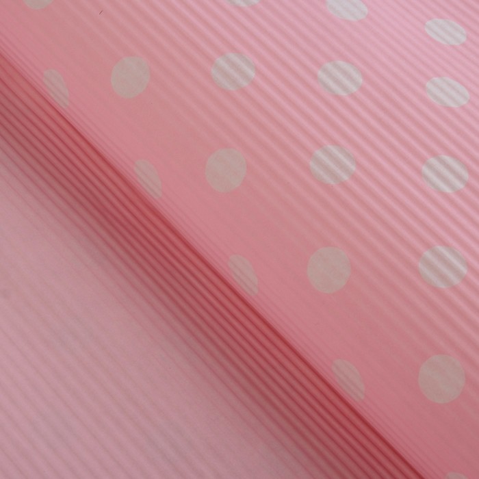 Бумага упаковочная гофрированная "Круги", розовый, 0,7 х 5 м