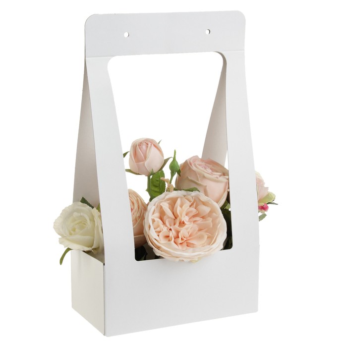 Переноска для цветов, "Сумка", белый 22 х 11 х 39 см