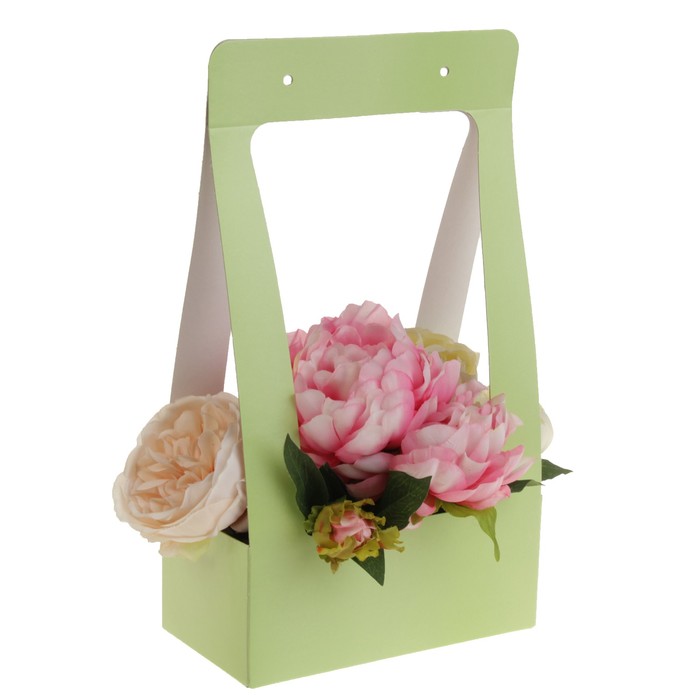 Переноска для цветов, "Сумка", салатовый 22 х 11 х 39 см