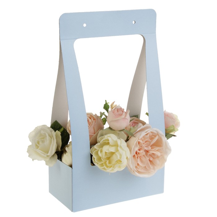 Переноска для цветов, "Сумка", голубой 22 х 11 х 39 см